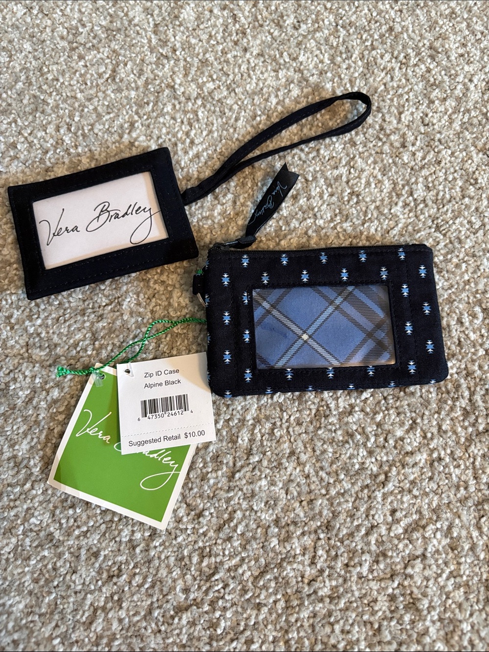 Vera Bradley Alpine Black Coin Purse and Quilted Bag Tag